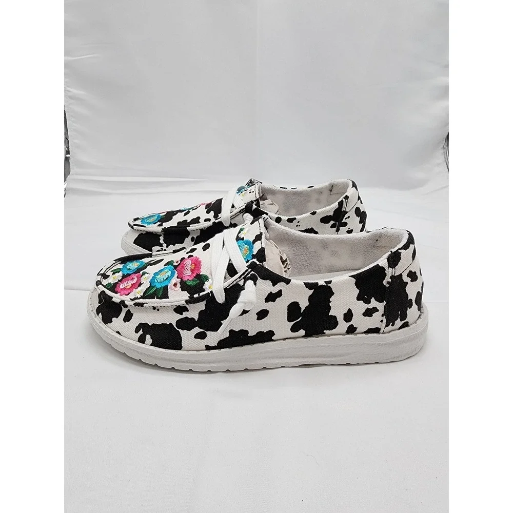 Gypsy Jazz Embroidered Cow Print Slip-On Casual Shoes Women's Sz 7 - Picture 4 of 9